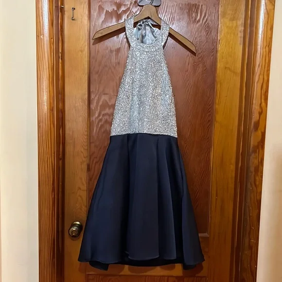 B Darlin | Dresses | 314 Silver And Navy Halter Homecoming Dress Brand B  Darlin Has Pockets | Poshmark